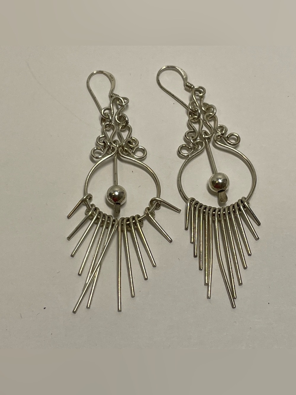 Vintage Sterling Silver Southwest Style 2.75” Fringe Dangle Earrings, 6.69g - Picture 3 of 5